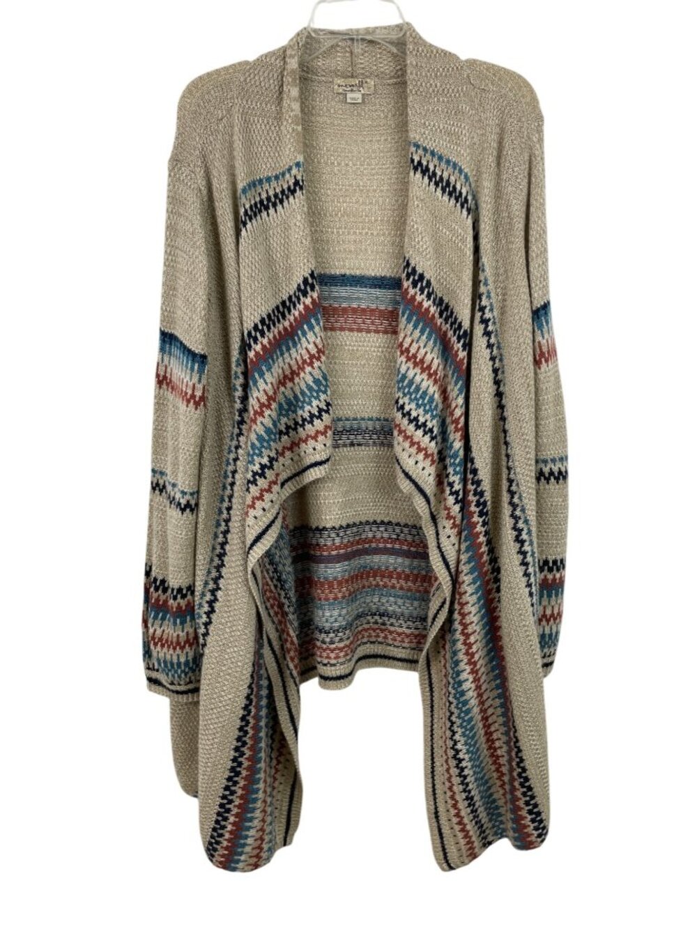 One World Womens XL Southwestern Inspired Open Front Cardigan Sweater